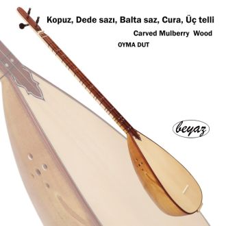Kopuz, Dede sazı, Balta saz, Cura, Üç telli,Kopuz Carved Mulberry Oyma DUT