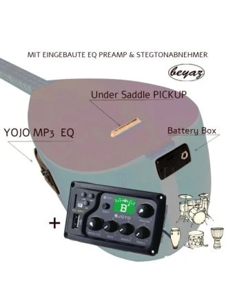 2742 Pro Baglama Saz Kurzhals 38K Akustik oder Auswahl mit EQ Preamp Beyaz
